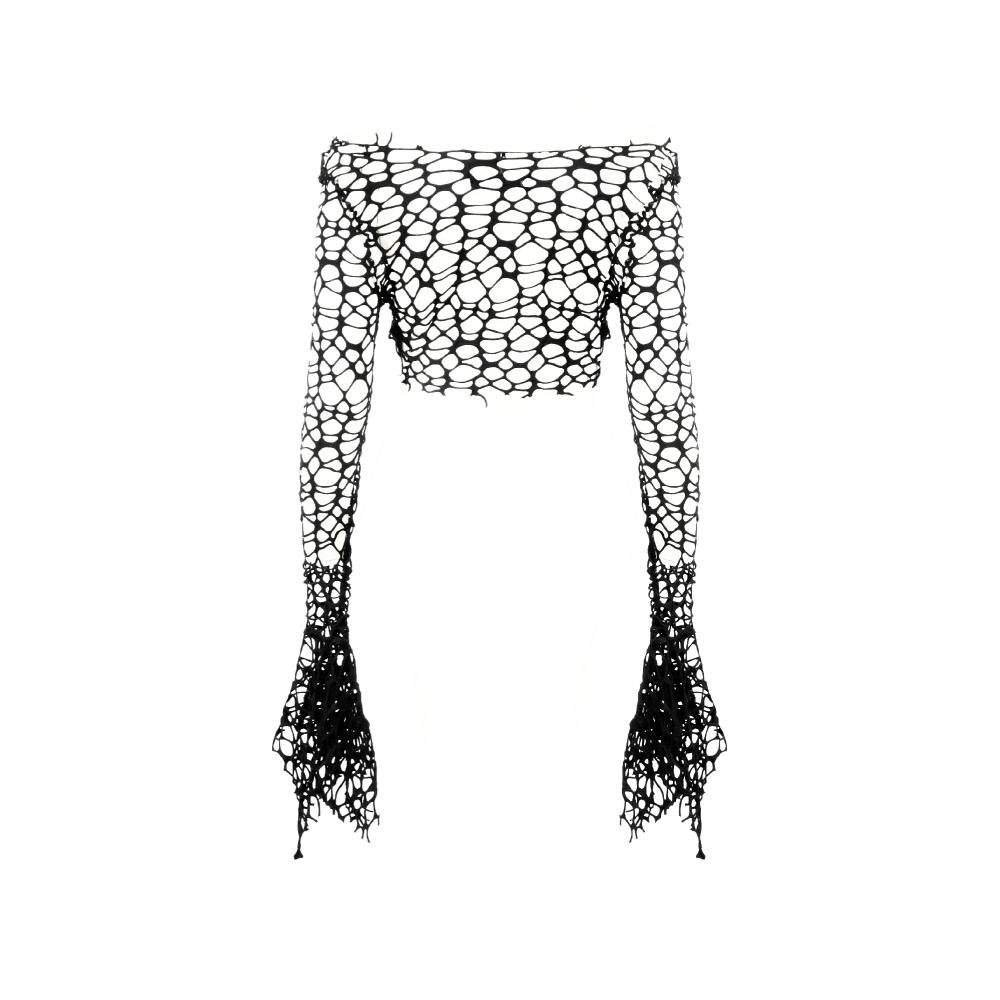 Dark in Love - Punk Distressed Crop top - Zwart